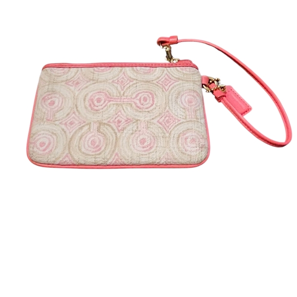 COACH Audrey Op Art Swirl Pink and Cream Wristlet Clutch - Picture 3 of 7